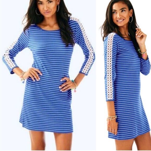 Lilly Pulitzer Beckon Blue Breeze Stripe Marlowe Dress, Size M, NWT - Picture 1 of 14